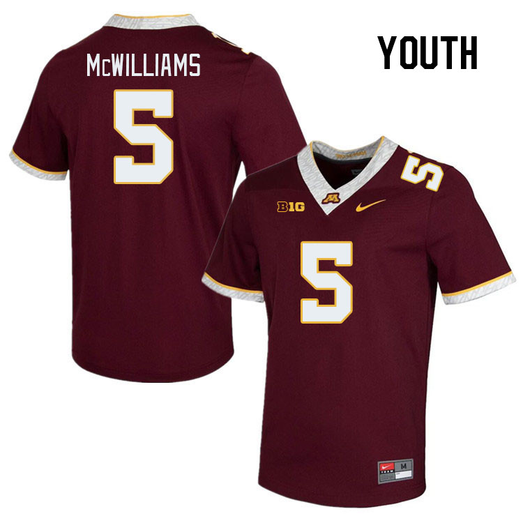 Youth #5 T.J. McWilliams Minnesota Golden Gophers College Football Jerseys Stitched Sale-Maroon